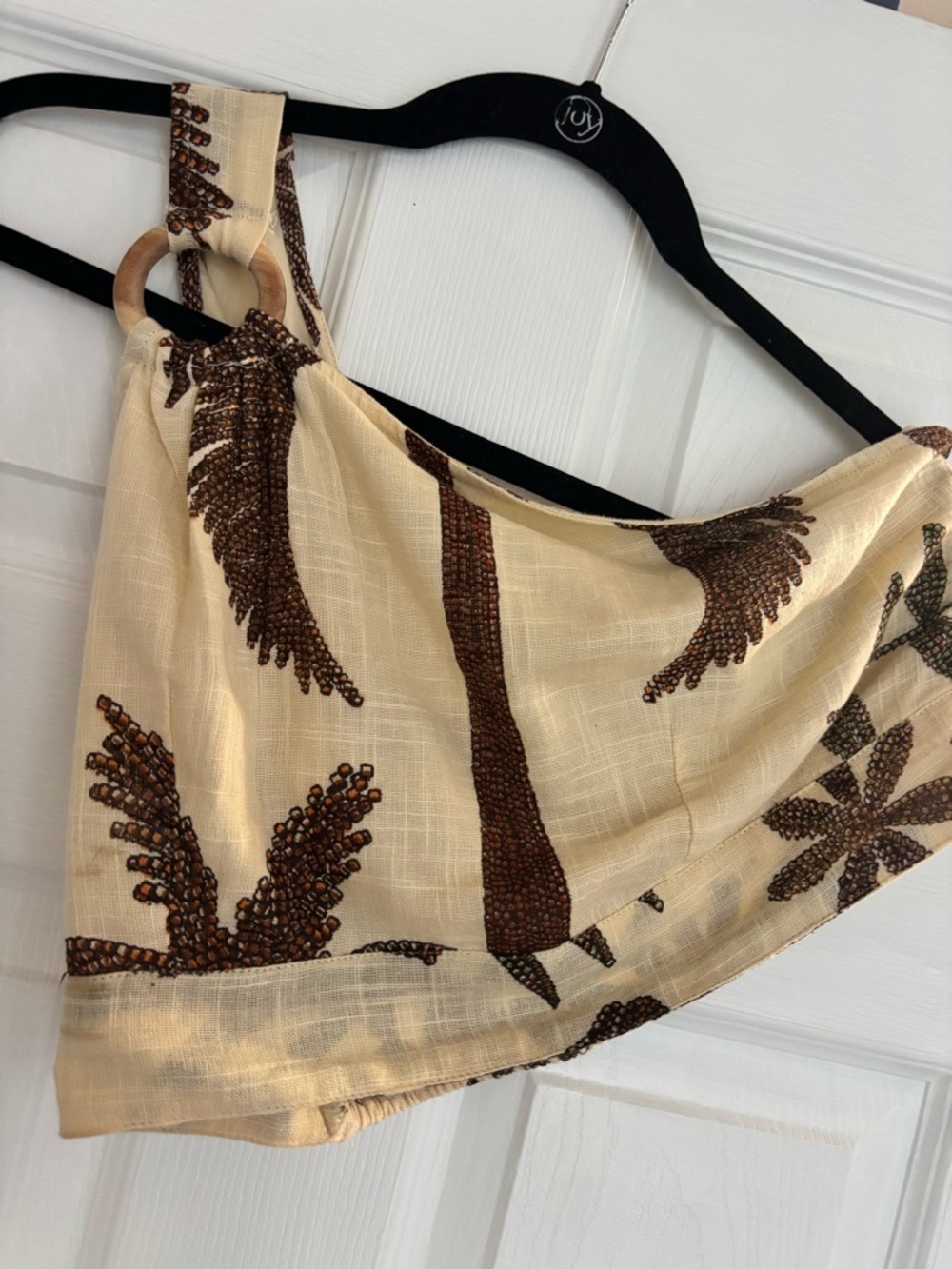 One-Shoulder Cream and Brown Tropical Skirt Set - Picture 3 of 10